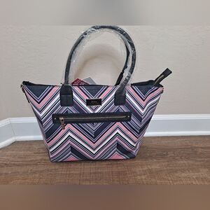 Trina Turk Women's Faux Leather Printed Chevron Convertible Tote Handbag…